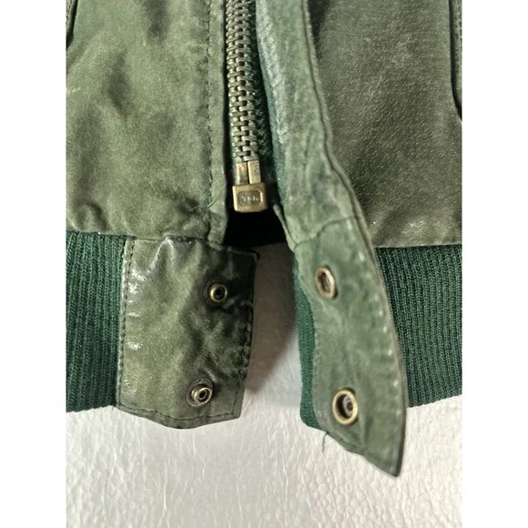 Vintage G III Suede Leather Bomber Jacket Green Size 26 / 28 - Picture 13 of 15